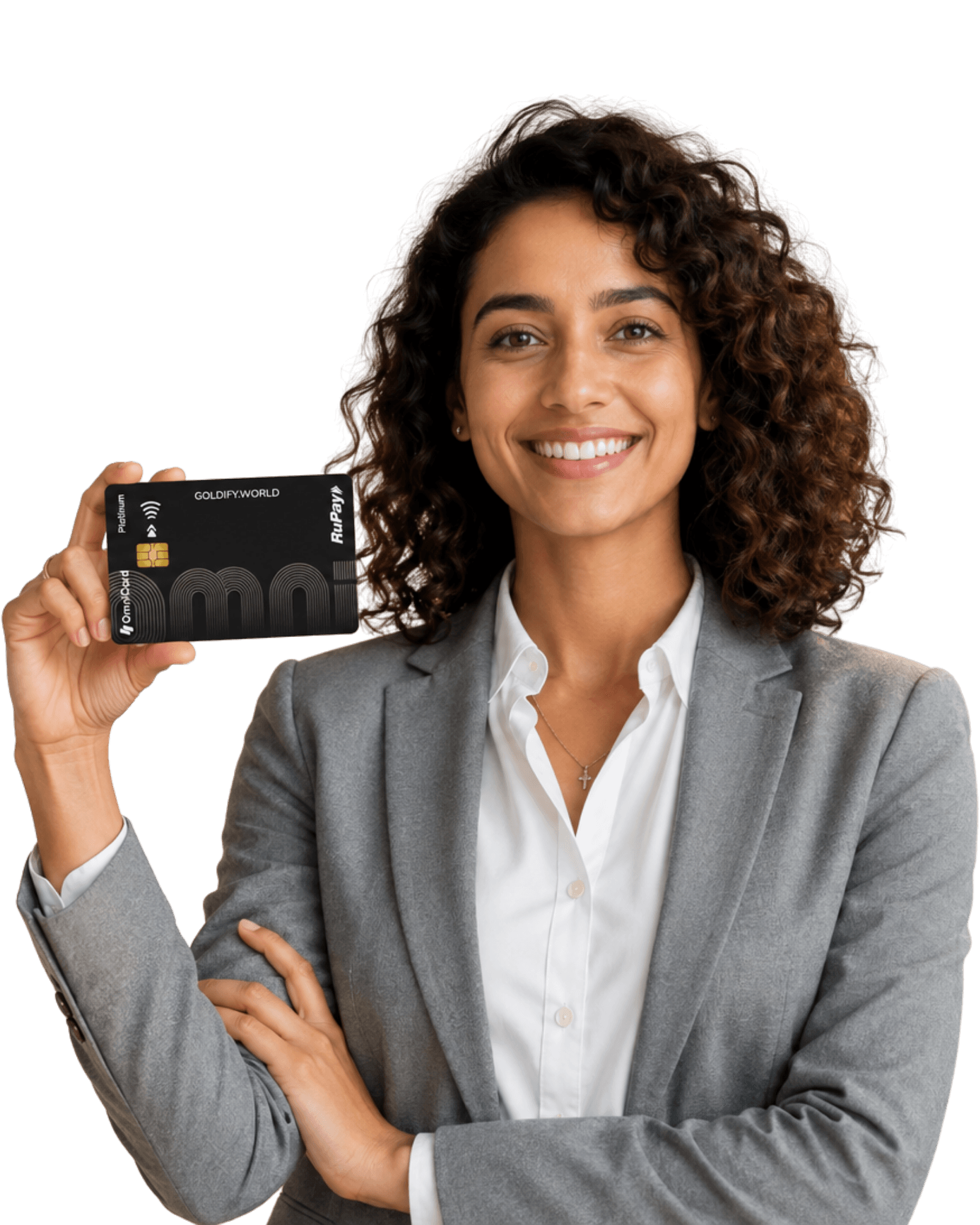 Employee holding the Goldify card