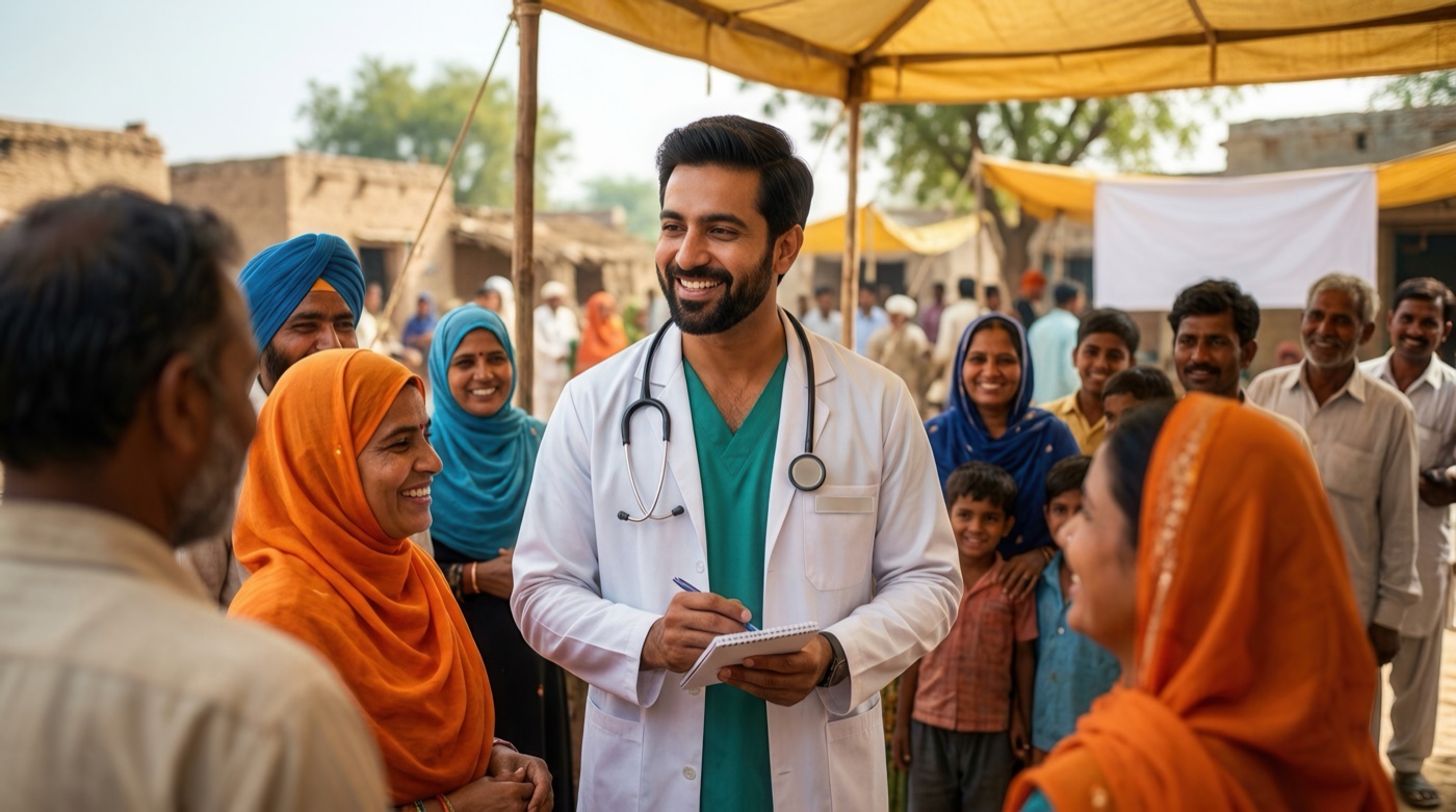 A doctor at a community health camp